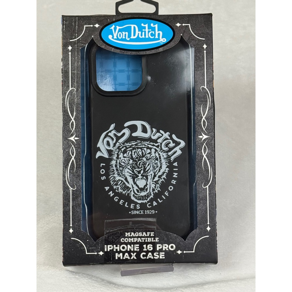 Von Dutch iPhone 16 Pro Max Case MagSafe Black Tiger Graphic VDIP16PMC-02 NIB